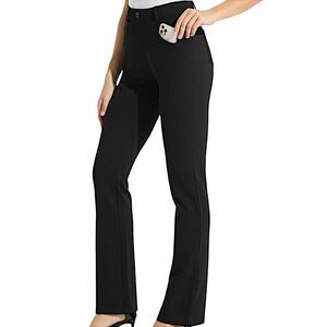 Willit Black 4 Pocket Stretchy Pull On Yoga Bootcut Dressy Work Pants Size Large